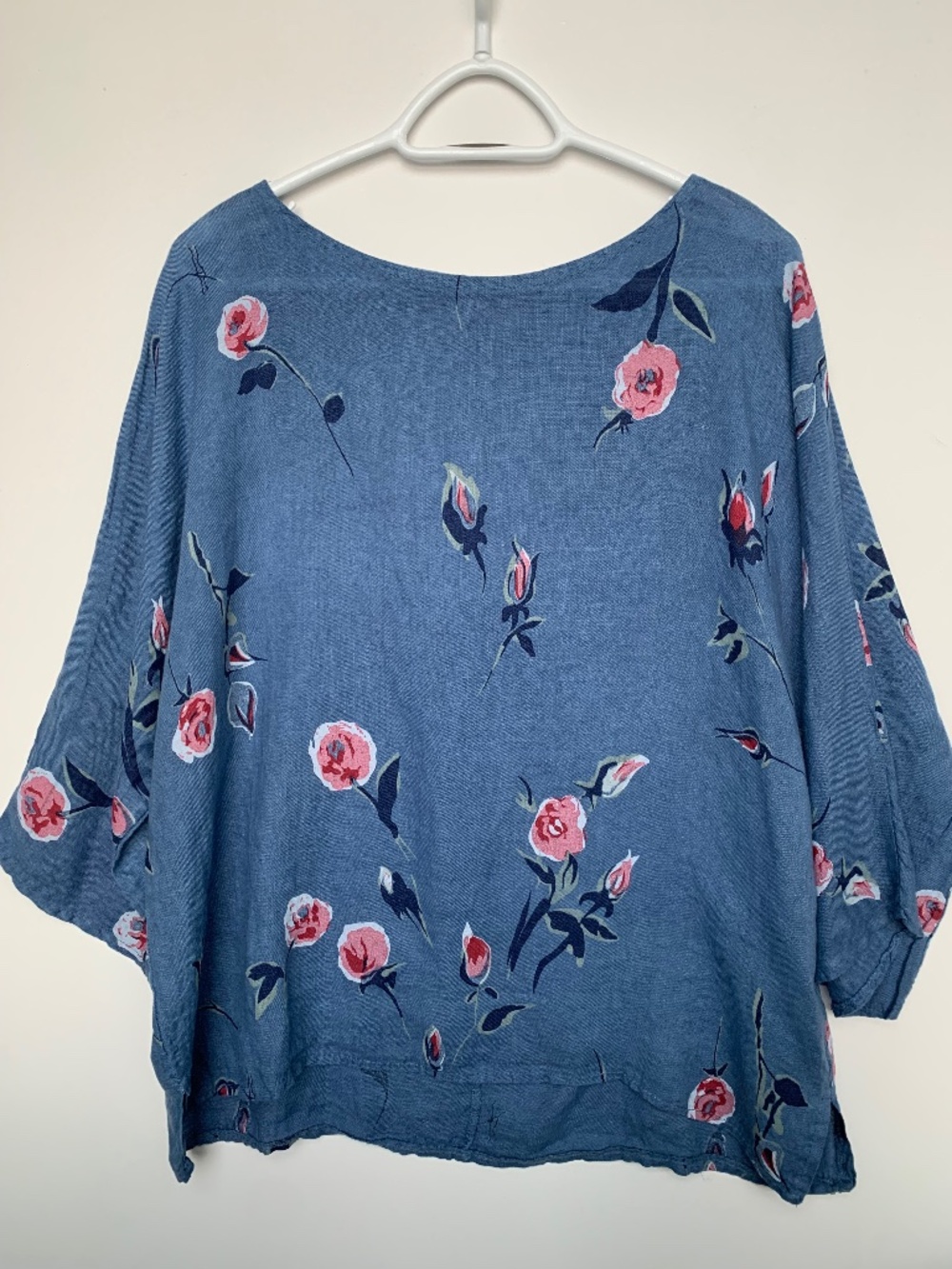Made in Italy 100% Linen short sleeve shirt Floral Print Women's Size Large